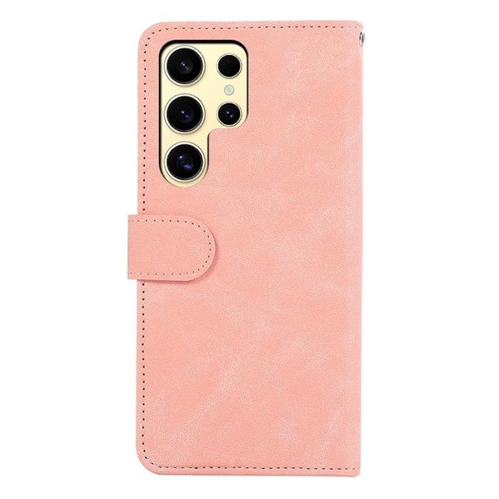 ABEEL - ABEEL Samsung Galaxy S24 Ultra Konstläder Plånboksfodral Färgmatchning Rosa