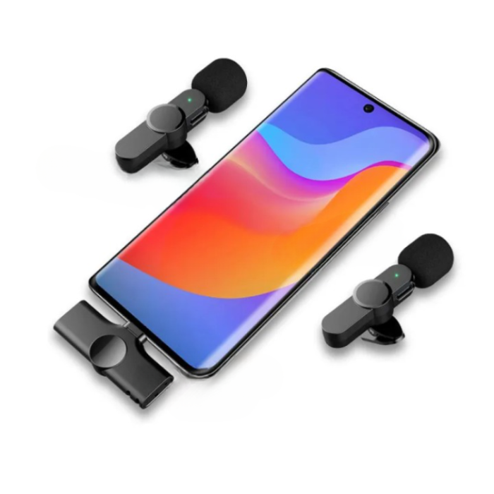 Lavalier - Lavalier Typ-C Trådlös M21 2 st Mikrofoner Bluetooth - Svart