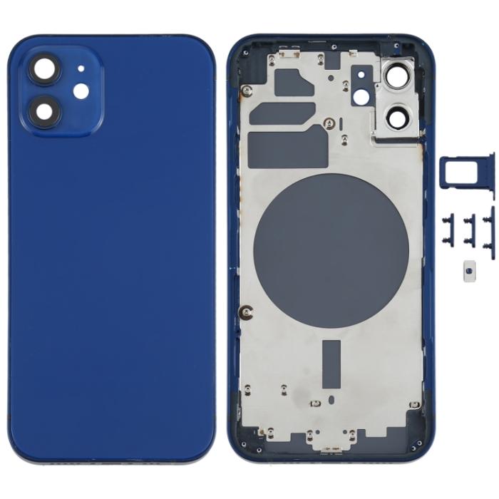 UTGATT1 - iPhone 12 Komplett Baksida i Glas med Ram - Blå