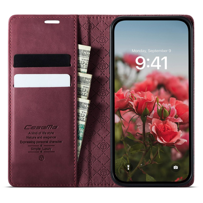 Caseme - Caseme iPhone 16e Plånboksfodral RFID Blocking - Röd