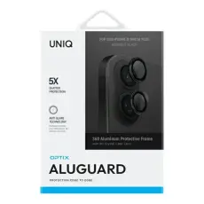 UNIQ - UNIQ iPhone 16/16 Plus Kameralinsskydd H&auml;rdat Glas Optix - Svart