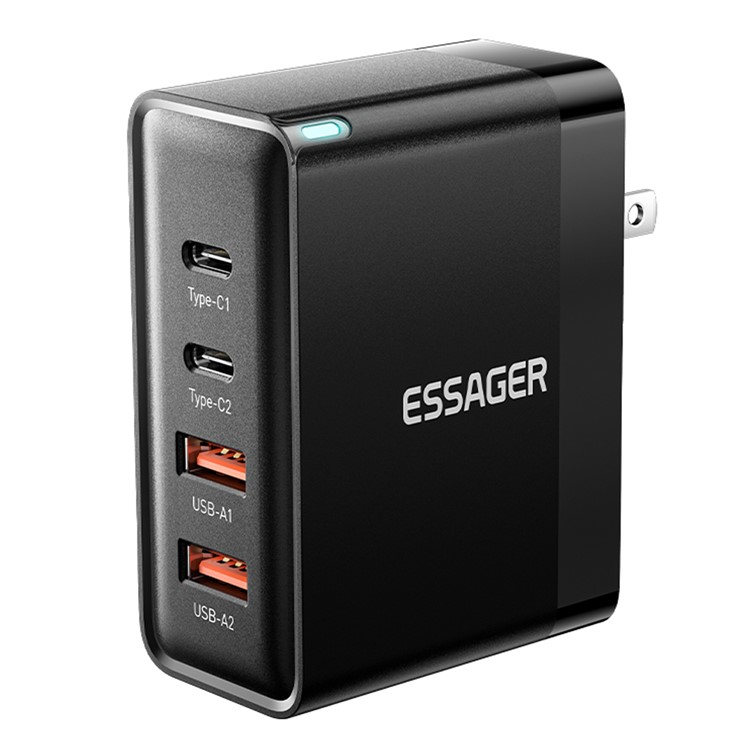 ESSAGER Väggladdare 100W 2x USB-C - 2x USB-A ES-CD37 US Svart | 505295 | AlltMobil