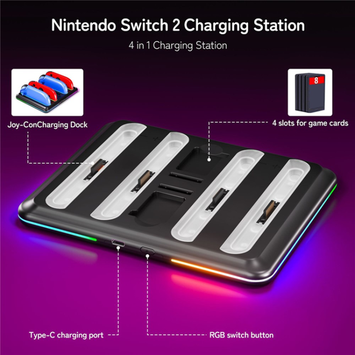OEM - Nintendo Switch 2 Laddningsdocka för Handkontroll med Spelkortsplatser Z31