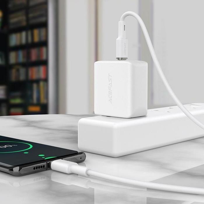 Acefast - Acefast Silikon USB-C till USB-C kabel 60W 1.2m - Vit