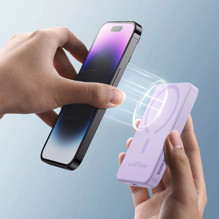 BASEUS - Baseus Powerbank 5000mAh 20W Mini Med USB-C Kabel - Lila