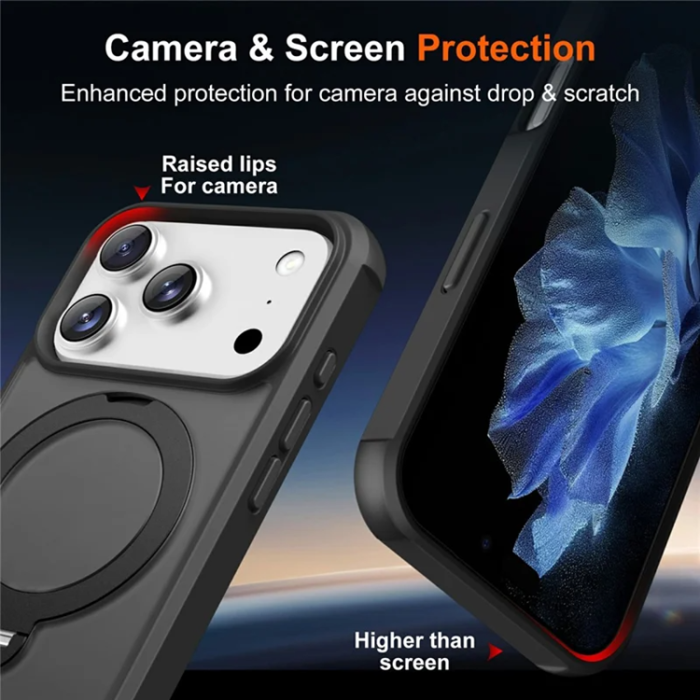 A-One Brand - iPhone 17 Pro Max Mobilskal MagSafe Kickstand TPU + PC - Svart