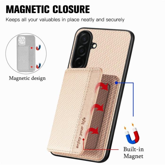 OEM - Mobilfodral för Samsung Galaxy S26 Plus Konstläder RFID - Aprikos