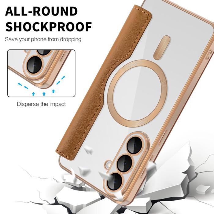 OEM - Mobilskal för Samsung Galaxy S26 Magnetiskt RFID Kortfack - Brun