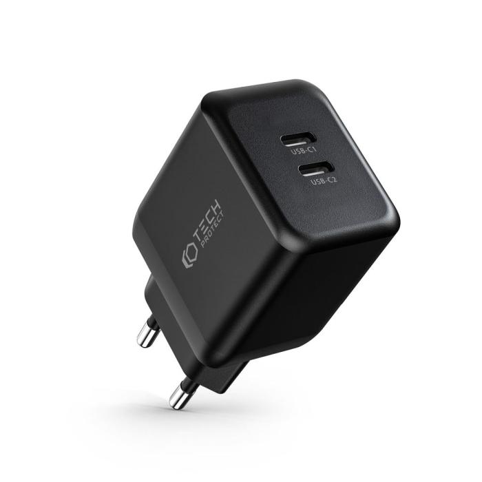 Tech-Protect - Tech-Protect Nätverksladdare C35W 2-Port - Svart