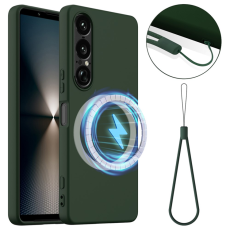 A-One Brand - Sony Xperia 1 VII Mobilskal MagSafe Non-Slip Liquid Silikon - Mörkgrön