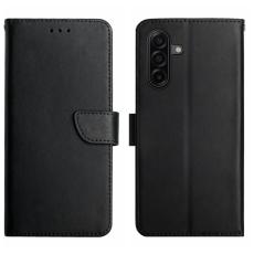 OEM - Samsung Galaxy S26 Pl&aring;nboksfodral &Auml;kta L&auml;der TelefonNappa Textur - Svart