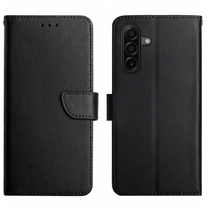 OEM - Samsung Galaxy S26 Plånboksfodral Äkta Läder TelefonNappa Textur - Svart