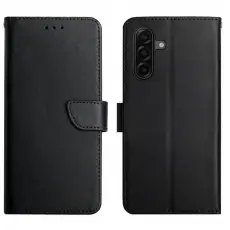 OEM - Samsung Galaxy S26 Pl&aring;nboksfodral &Auml;kta L&auml;der TelefonNappa Textur - Svart