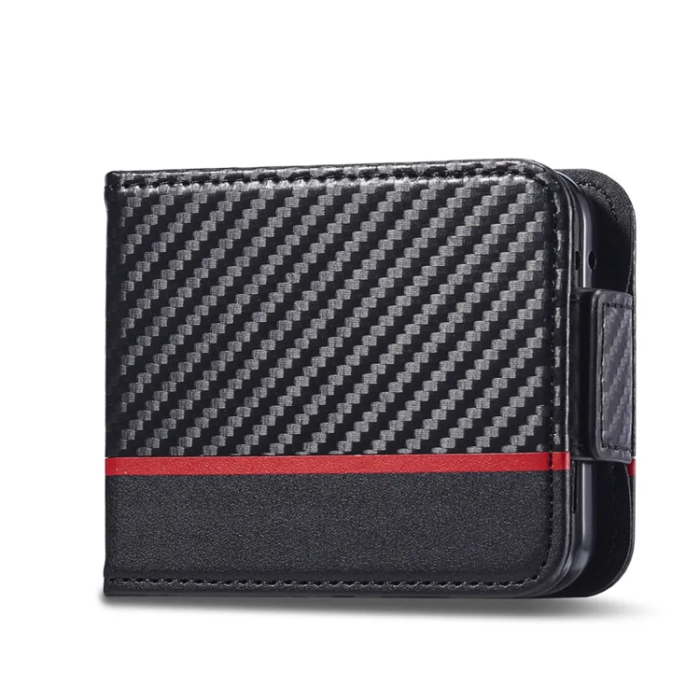 LC.imeeke - LC.IMEEKE Galaxy Z Flip 6 5G Plånboksfodral med stativfunktion - Svart