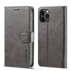LC.imeeke - LC.IMEEKE iPhone 12 Pl&aring;nboksfodral i Konstl&auml;der - Gr&aring;