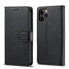 LC.imeeke - LC.IMEEKE iPhone 12 Pl&aring;nboksfodral i Konstl&auml;der - Svart