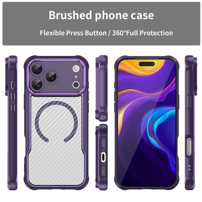 A-One Brand - iPhone 17 Pro Mobilskal MagSafe Carbon Fiber - Lila