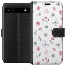 Gustaf - Pl&aring;nboksfodral till Google Pixel 6a med Blommor och fj&auml;rillar