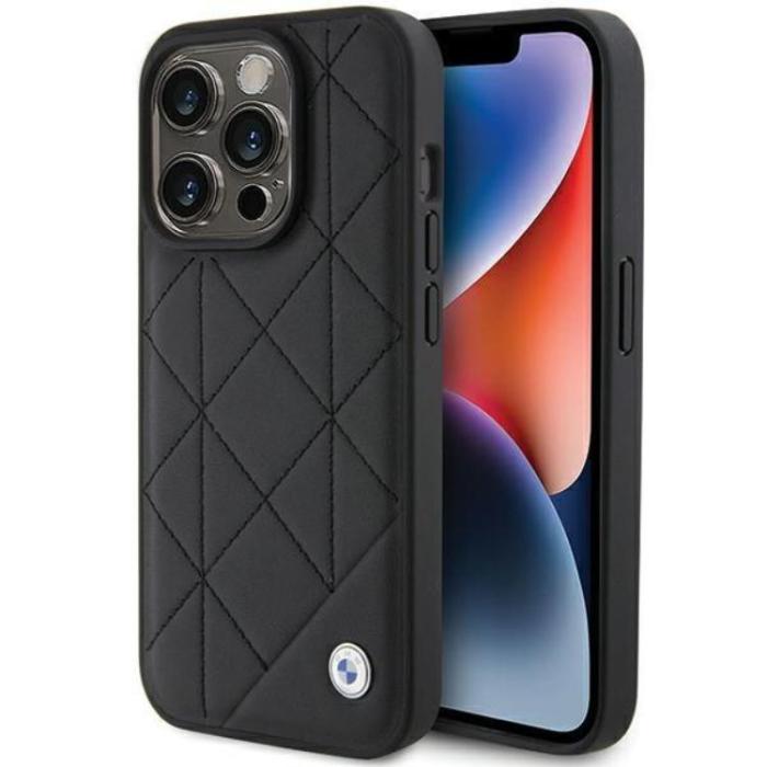 BMW - BMW iPhone 15 Pro Max Mobilskal Läder Quilted - Svart