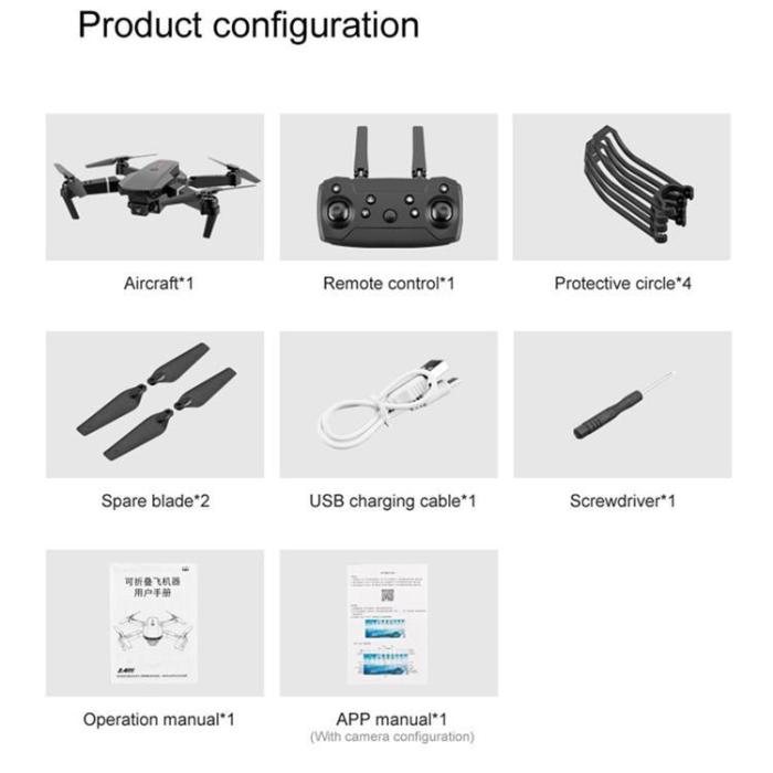 OEM - Hopfällbar Drönare RC Flygplan med 4K Dubbla Kameror E88 - Svart