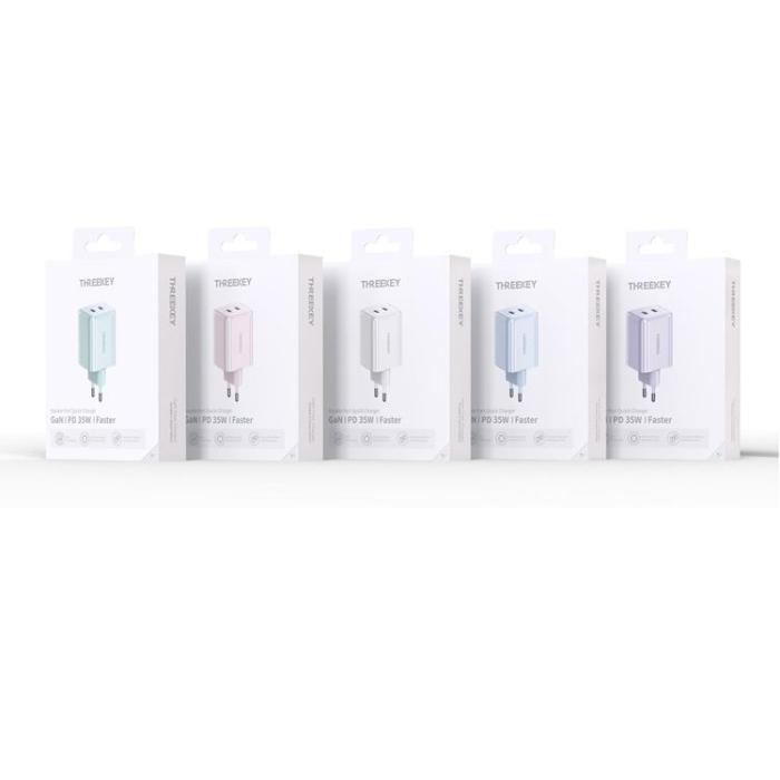 Threekey - Threekey Väggladdare 2x USB-C 35W PD - Lila