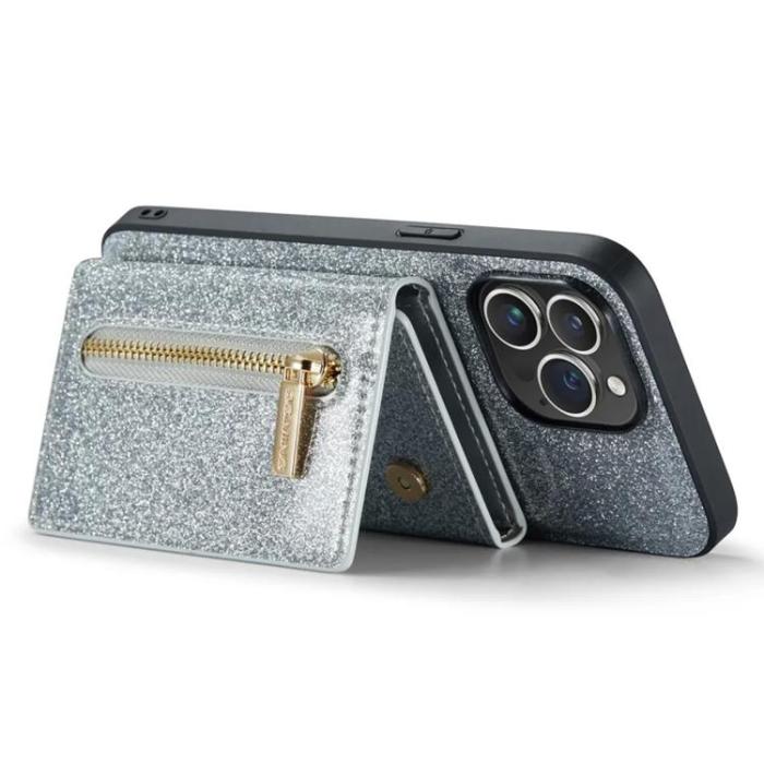 DG.MING - DG.MING iPhone 15 Pro Max Mobilskal Korthållare Detachable - Silver