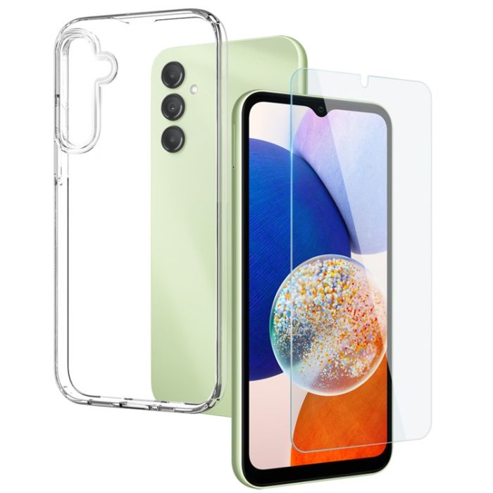 OEM - Galaxy A14 5G/4G Mobilskal Soft TPU med Härdat glas - Clear