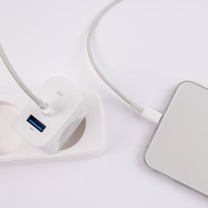 Forever - Forever Väggladdare 1x USB-C 1x USB 30W TC-07-30AC - Vit