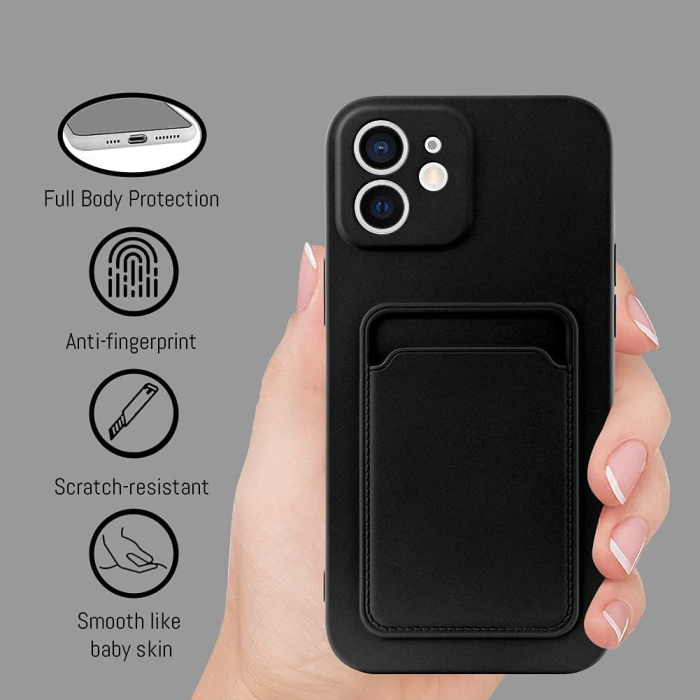 A-One Brand - iPhone 13 Mobilskal Korthållare Soft Slim - Svart