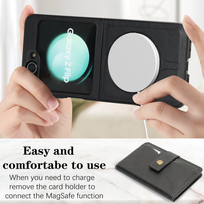 A-One Brand - Galaxy Z Flip 6 Mobilskal MagSafe Detachable Korthållare Kickstand