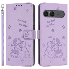 A-One Brand - Sony Xperia 10 VII Plånboksfodral Cats Imprint - Lila
