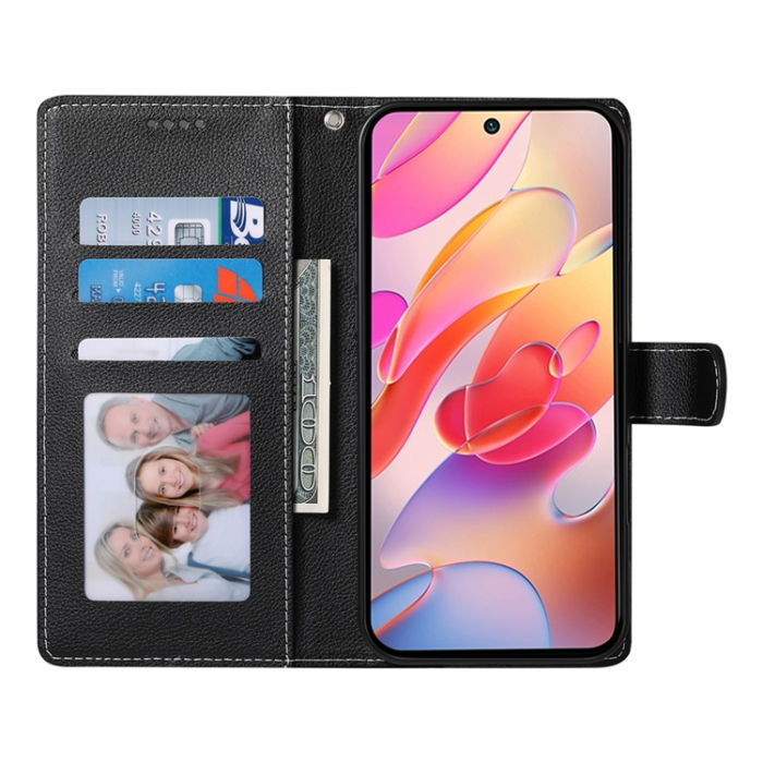 A-One Brand - Galaxy A17/A26 Plånboksfodral Litchi Läder Magnetic - Svart
