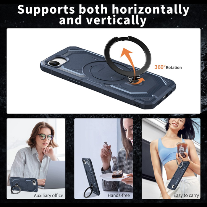 A-One Brand - iPhone 16e Mobilskal MagSafe Kickstand TPU + PC - Blå