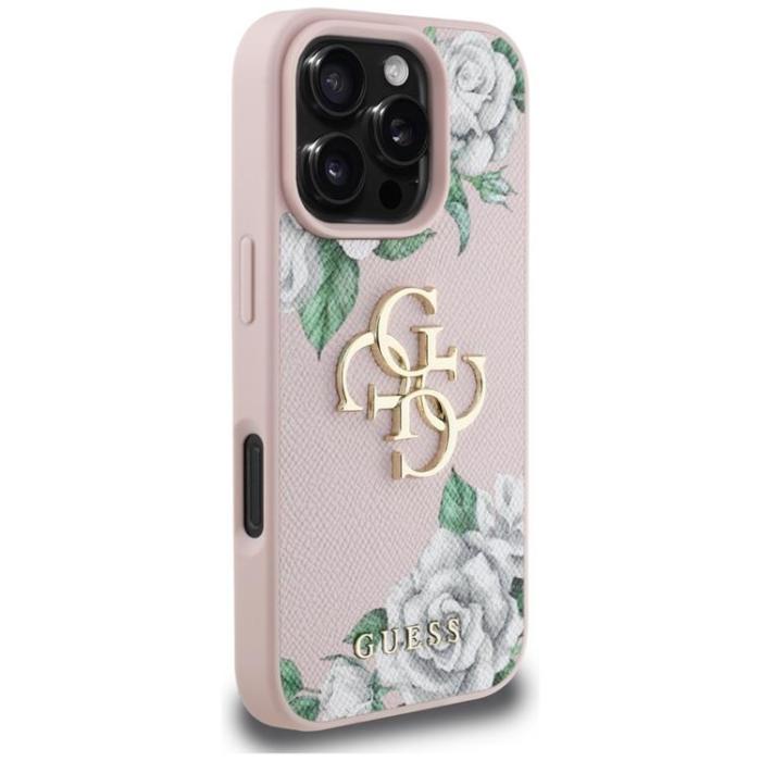 Guess - Guess iPhone 16 Pro Mobilskal Grained Roses Big 4G logo - Rosa