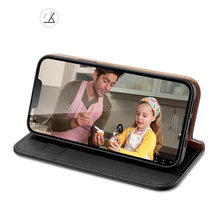 Dux Ducis - Dux Ducis iPhone 14 Plånboksfodral Äkta Läder Hivo Flip - Svart