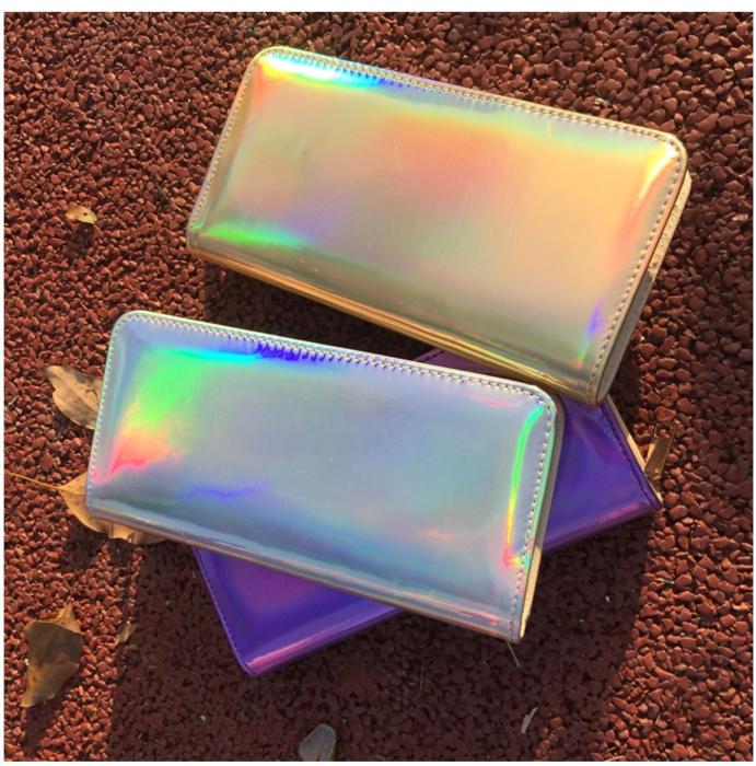 UTGATT1 - Laser Zipper Wallet för kvinnor - Gold