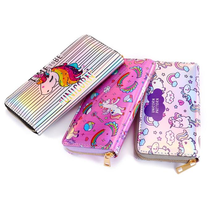 UTGATT4 - Unicorn Laser Carving Zipper Wallet för kvinnor - Magenta