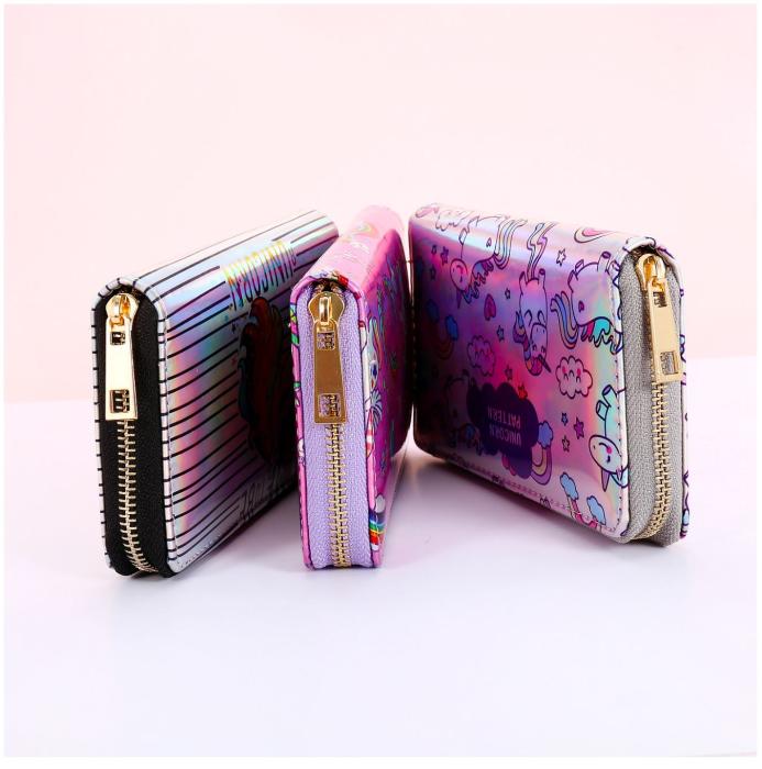 UTGATT4 - Unicorn Laser Carving Zipper Wallet för kvinnor - Magenta