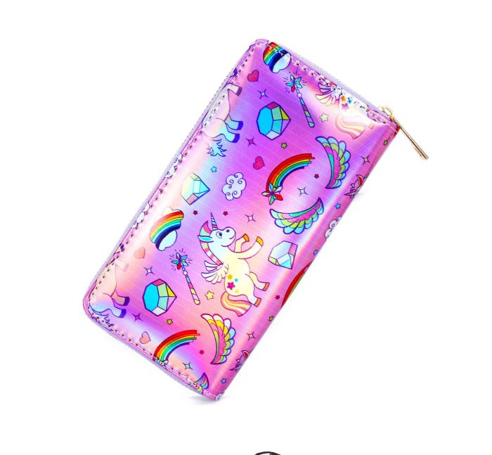 UTGATT4 - Unicorn Laser Carving Zipper Wallet för kvinnor - Magenta