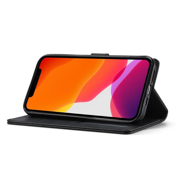 LC.imeeke - LC.IMEEKE Läder Plånboksfodral iPhone 12 Mini - Svart