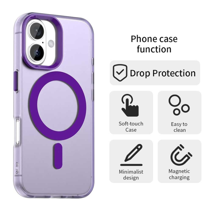 A-One Brand - iPhone 17 Mobilskal MagSafe Anti Drop Hybrid - Lila