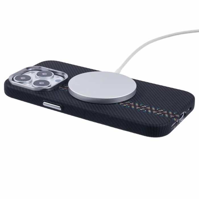 A-One Brand - iPhone 15 Pro Max Mobilskal Magsafe Kevlar Aramid Fiber - Colorful/Svart