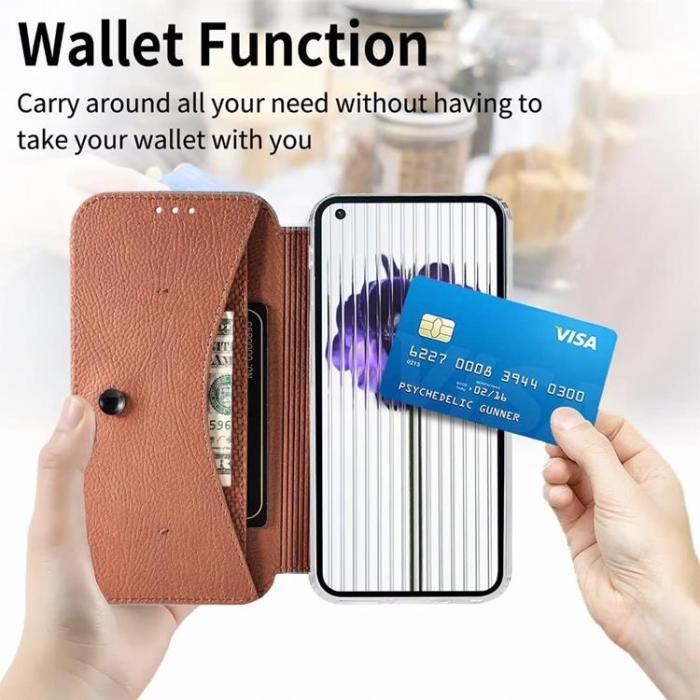 A-One Brand - Nothing Phone 1 Plånboksfodral Silikon Flip - Brun