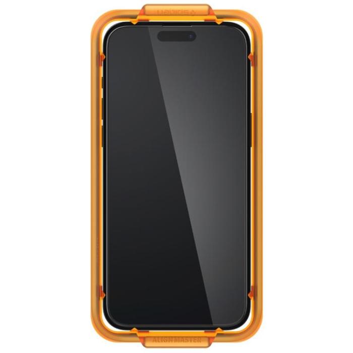 Spigen - [2-Pack] Spigen iPhone 15 Härdat Glas Skärmskydd - Svart