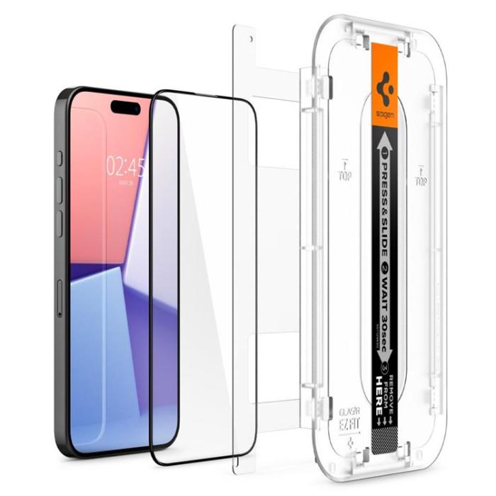 Spigen - Spigen iPhone 15 Pro Max Härdat Glas Skärmskydd 'EZ' Fit - Svart