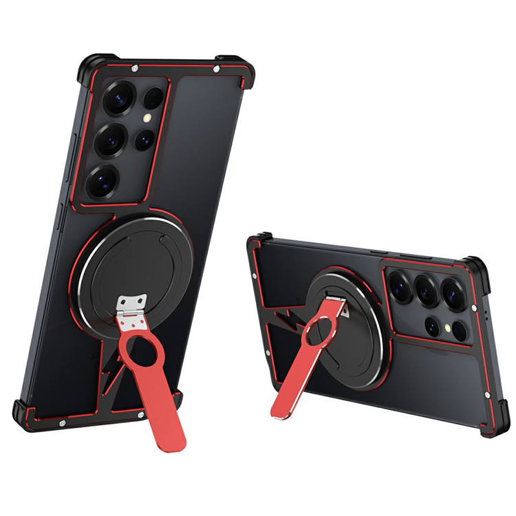 Galaxy S25 Ultra Mobilskal Aluminium Alloy Ramlös (Svart/Röd) | 2353 | AlltMobil