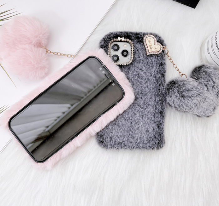 OEM - I Love You Heart Fluffig Skal till iPhone 7/8/SE 2020 - Rosa