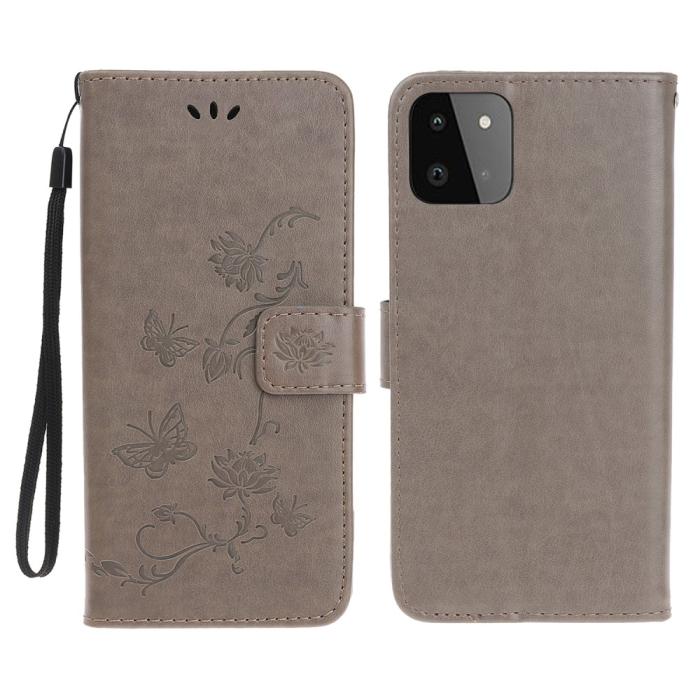 A-One Brand - Butterfly Plånboksfodral Samsung Galaxy A22 5G - Grå