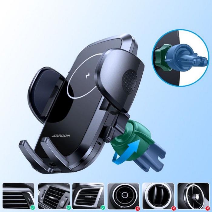 UTGATT4 - Joyroom Air Vent Car Mount Wireless Laddare 15W - Svart