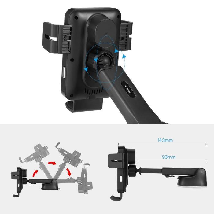 UTGATT1 - Joyroom JR-ZS219 Car Mount Wireless Charger Set 15w - Svart